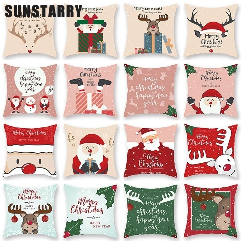 

Рождественская наволочка с Санта-Клаусом и оленем, декоративный чехол для телефона, новый год, Рождественский Чехол 45x45 см