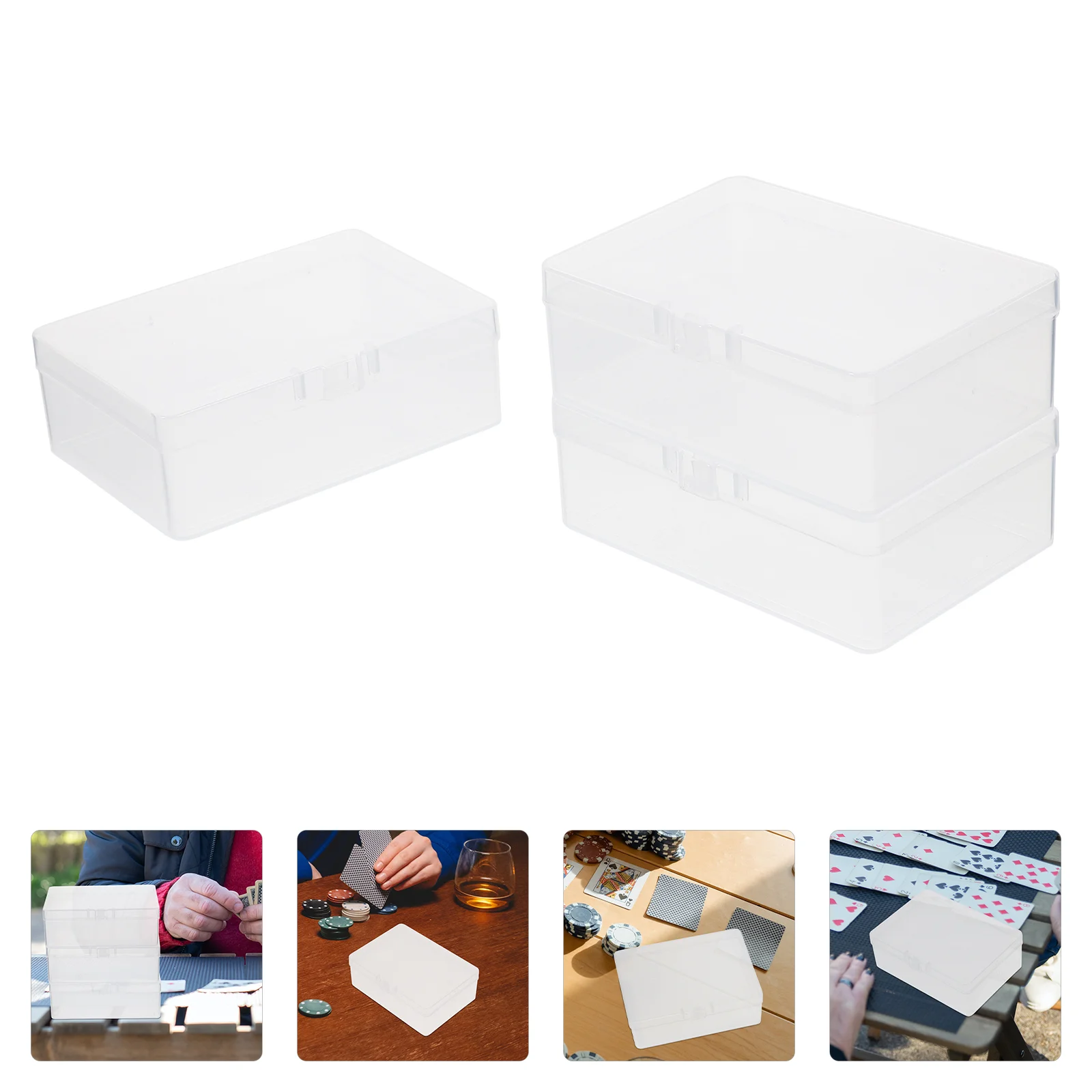 

3 Pcs Card Storage Box Plastic Beads Cases Cards Organizers Playing Clear Poker Pp Container Lid