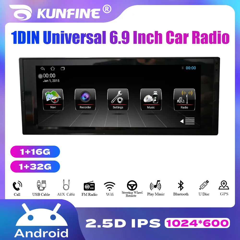 

Car Radio For One Din Universal Stereo Android 10.0 Car DVD GPS Navigation Player Deckless Car Headunit with WIFI BT 6.9 Inch
