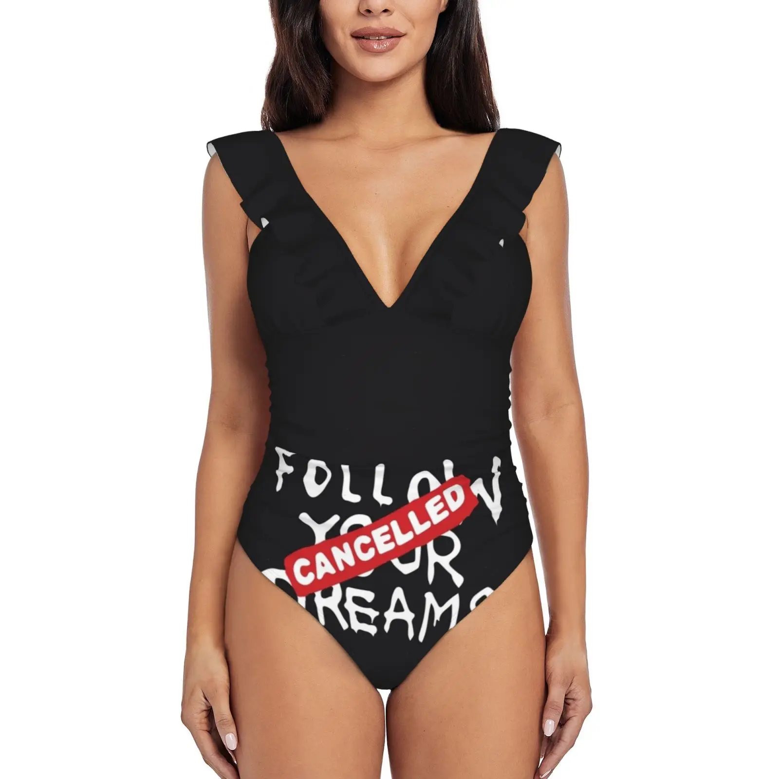 

Слитный женский слитный купальник с принтом граффити, с рюшами