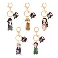 anime demon slayer kimetsu no yaiba keyrings acrylic figure keychains rengoku kamado nezuko key chain for bag decor fans gift