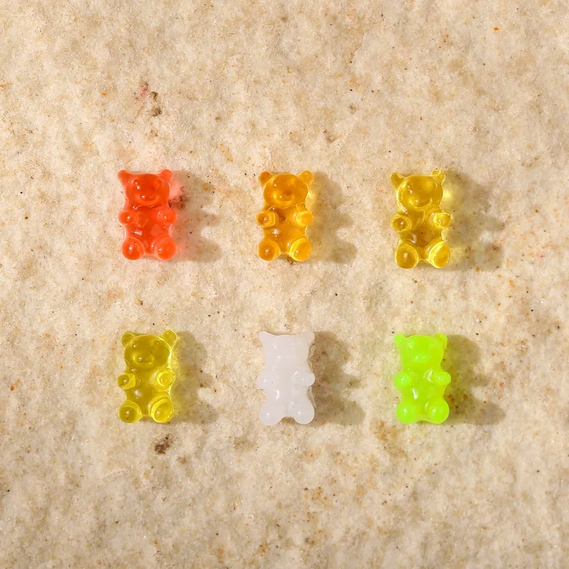 

50Pcs Cute Tiny Bear 3D Nail Art Accessories Jelly Bear DIY Manicure Pendant Jewelry Nails Supplies For Professional Decoracions