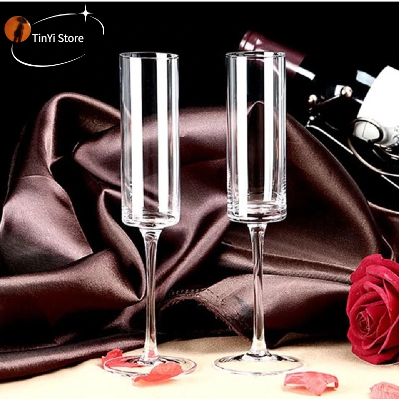 4PCS/Lot Champagne Glasses Set Double Wall Glass Cup Stemless Sparkling Wine Glasses Transparent Wine Flute for Wedding