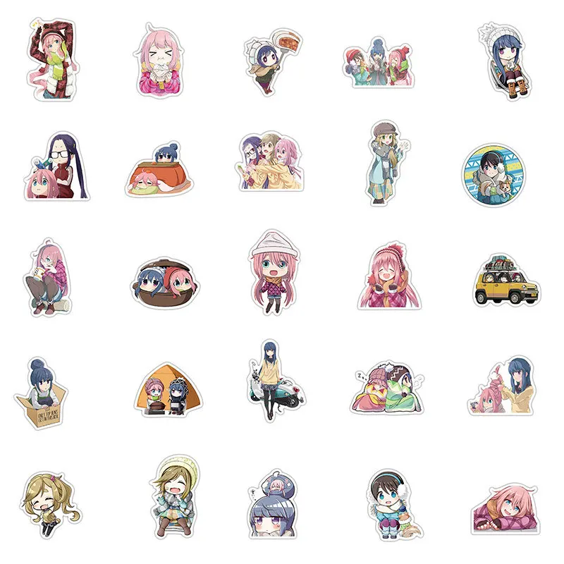 Кagamihara Nadeshiko Shima Rin аниме наклейки