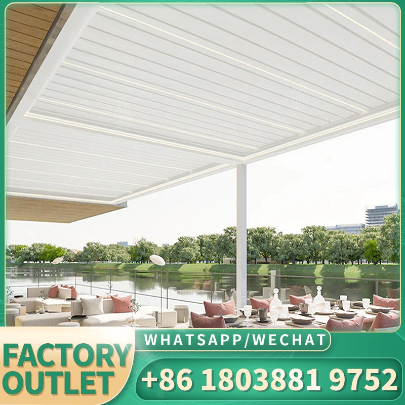Уличная электрическая жалюзи павильон навес Жалюзийная крыша квадратная
