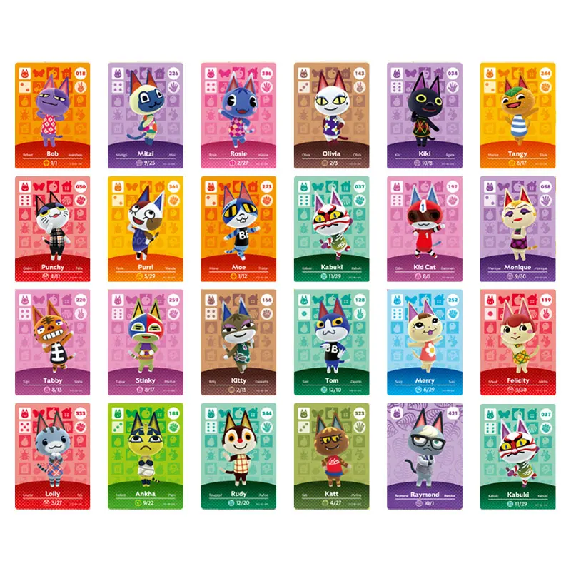 New 3x2.2cm [cat] Animal Crossing Game Card New Horizons Anime Characters Compatible with Switch / Lite / Wii U and New 3DS