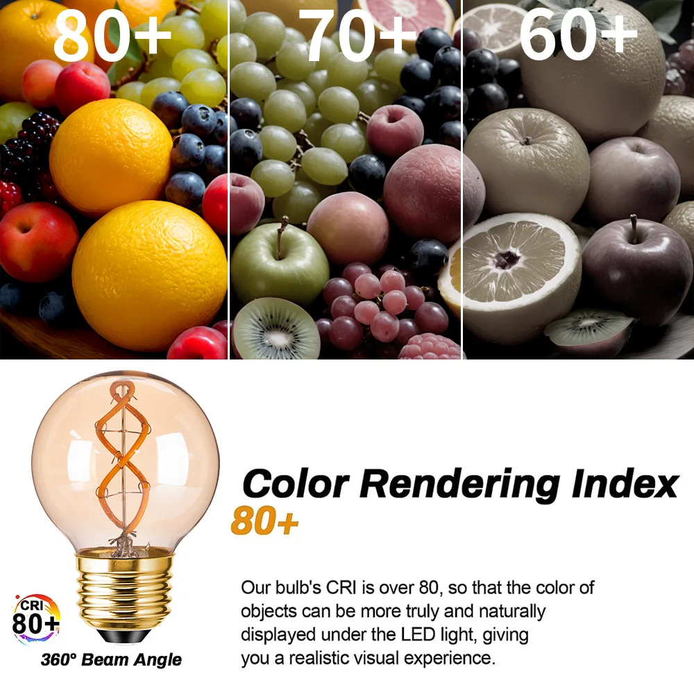4 шт. светодиодные лампы с регулируемой яркостью E27 глобусные Эдисона G16.5 G50 3 Вт