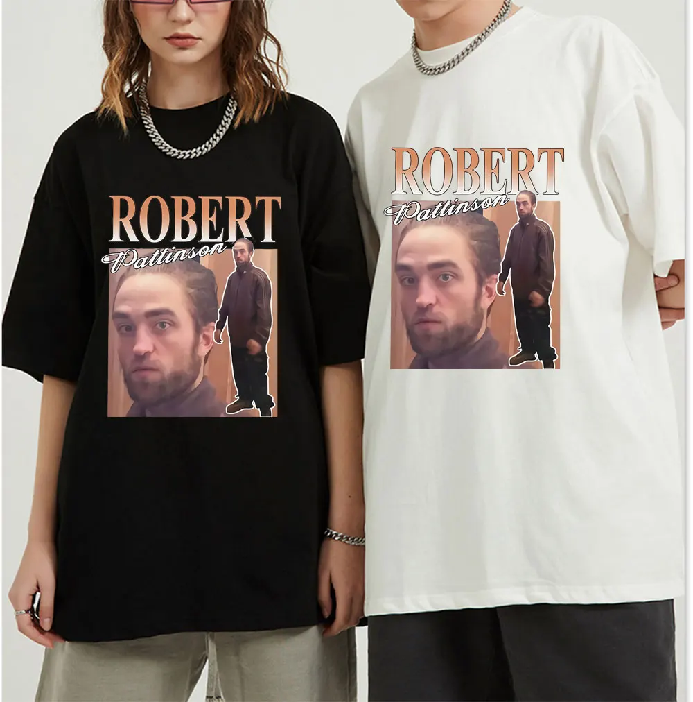 

100% Cotton Funny Robert Pattinson Standing Meme T Shirt Men Pre-shrunk Tee Tops Rob Tshirts Short Sleeved Fashion T-shirt Merch