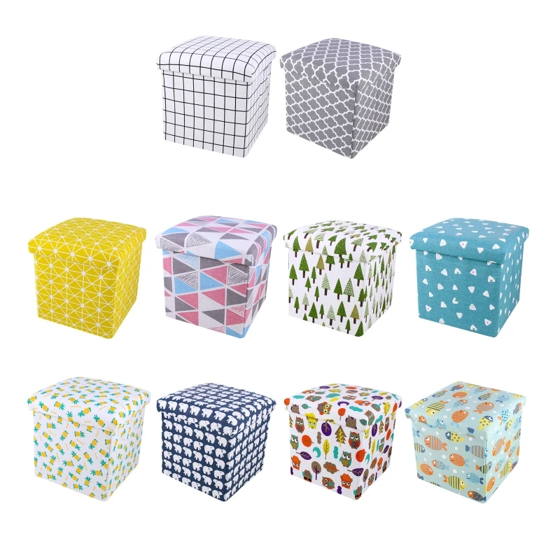 

Складной квадратный табуретка K3NA куб с ящиком для хранения скамейка с геометрическим рисунком подставка для ног диван мягкое сиденье детск...