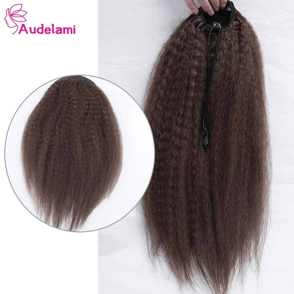 Audelami курчавые прямые накладные волосы на шнурке наращивание конского хвоста 100%
