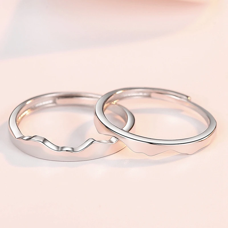 

Genuine 925 Sterling Silver Ring Simple Adjustable Couple Rings For Lovers Women Men Engagement Wedding Jewelry Accessories Gift