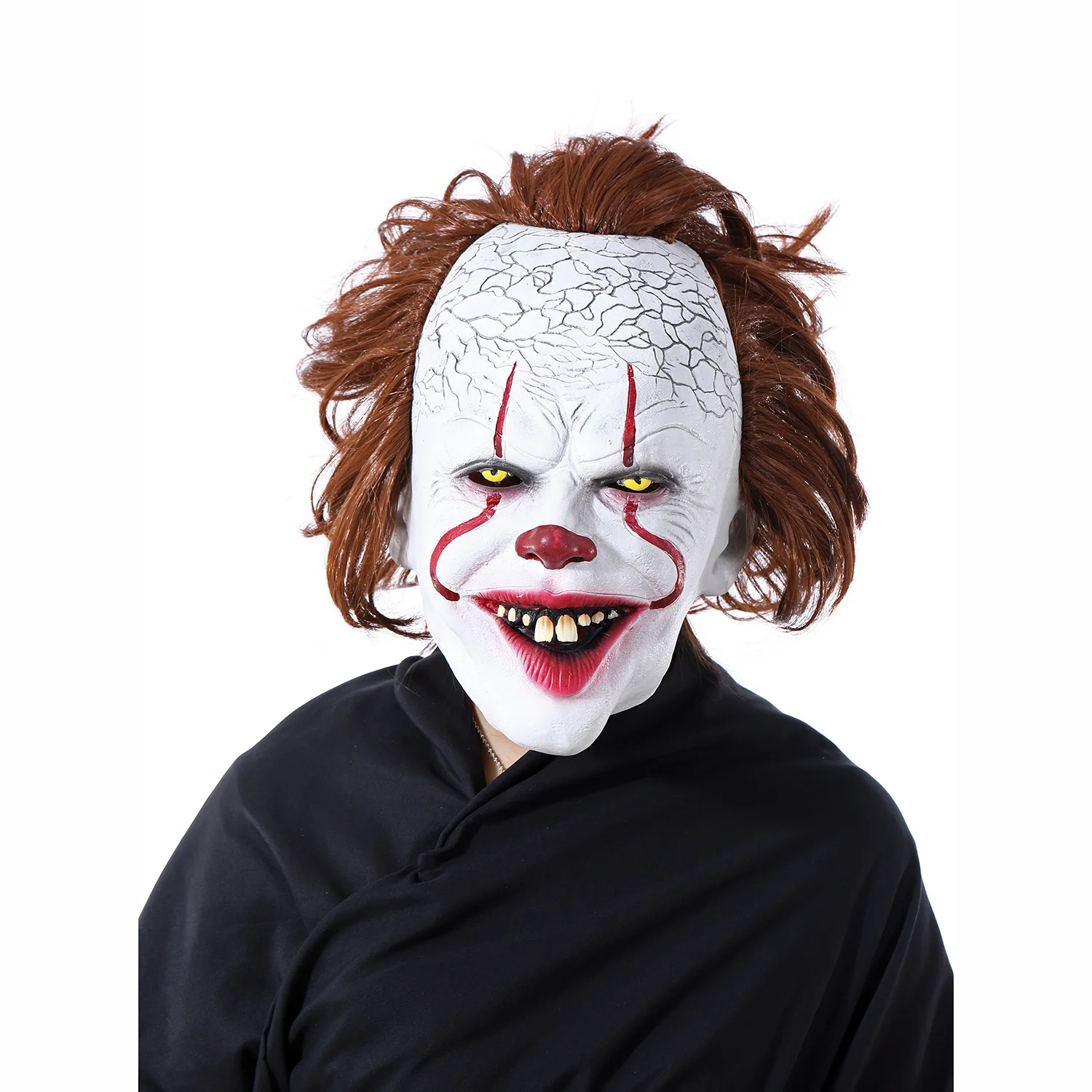 

Joker Crazy Creepy Scary Halloween Clown Mask - Sinister Smile Red Hair Latex Killer Movie Cosplay Props Adult Latex Full Head