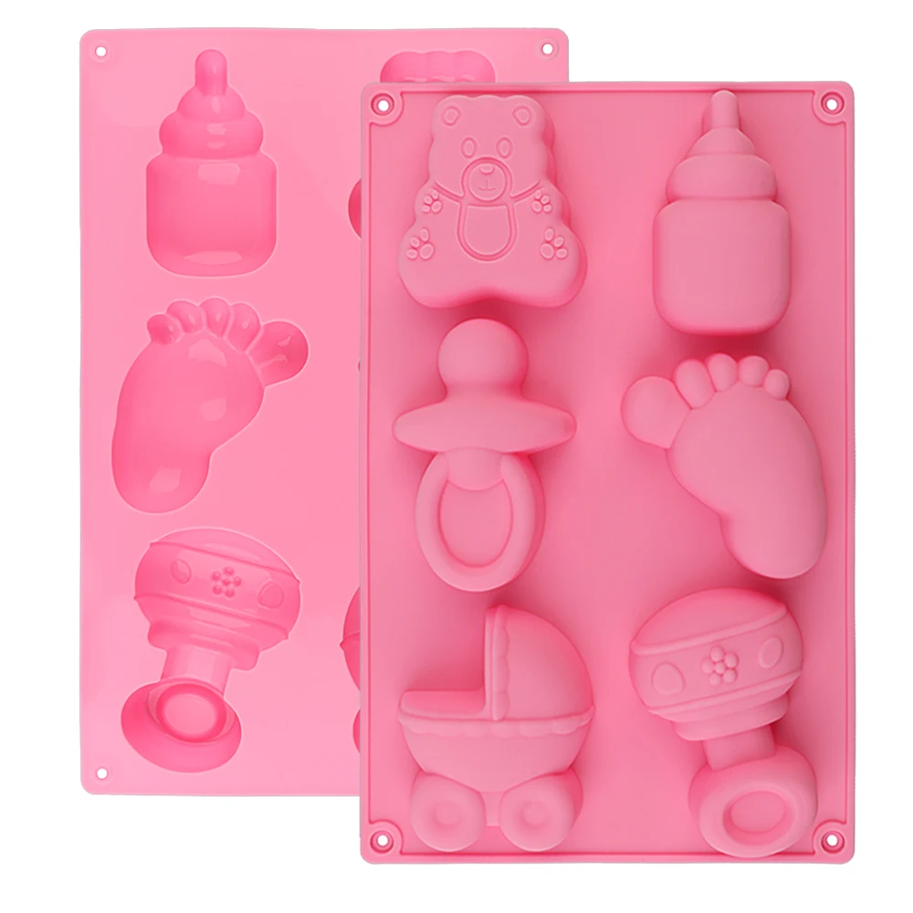 

Hot 6 Cells Baby Feet and Toys Silicone Molds 3D Chocolate Sugar Candy Jelly Moulds Cupcake Party Fondant Cake Decor Tools
