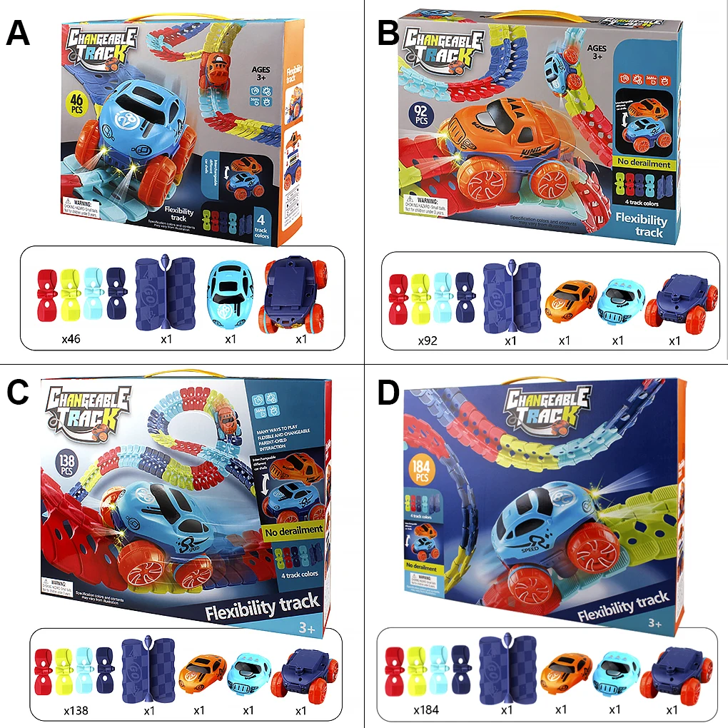 

Children Racing Car Kindergarten Toy DIY Track Truck with Headlight Interactive Educational Plaything Birthday Gift