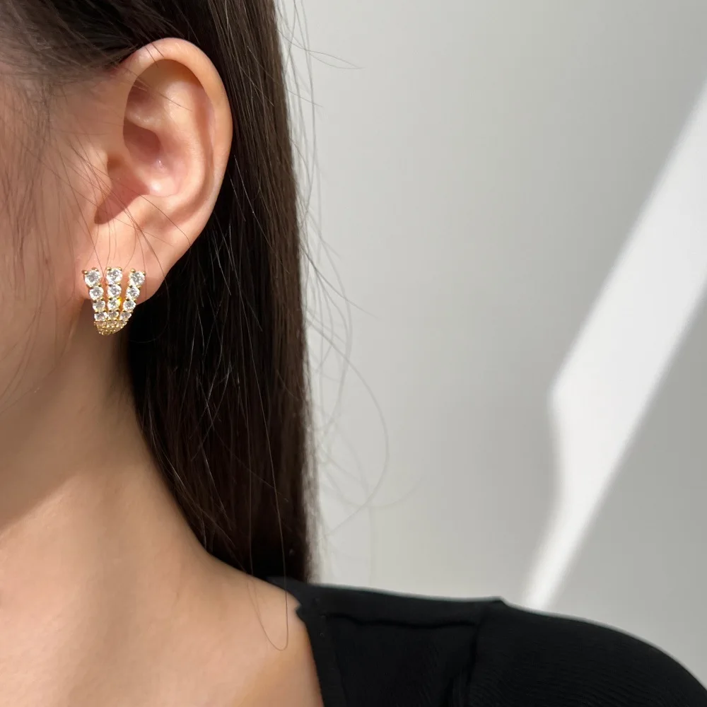 XUYUANFEN Свадебный новый гвоздь из чистого серебра S925 Женский с тремя крапанами