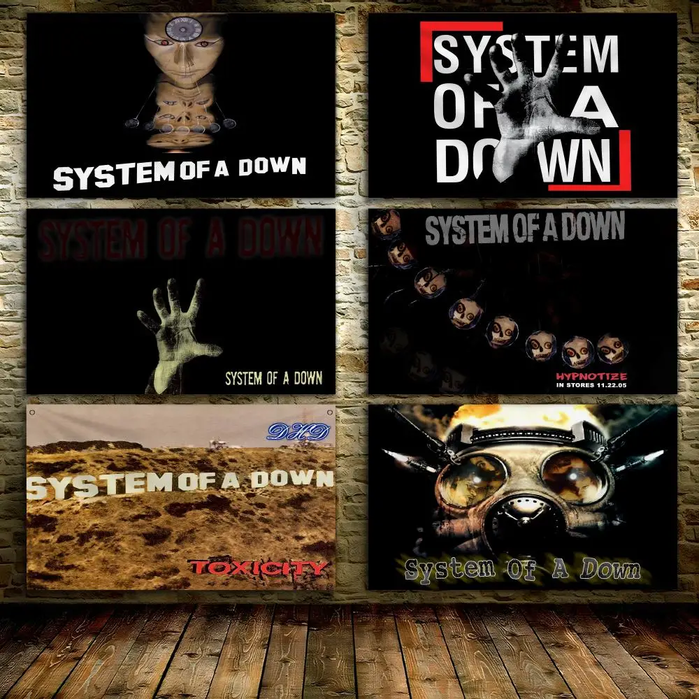 Фото Флаги группы S-System Of A D-DownS, баннер для гаражных ворот, декор для комнаты, украшение для стен с металлической пряжкой №1