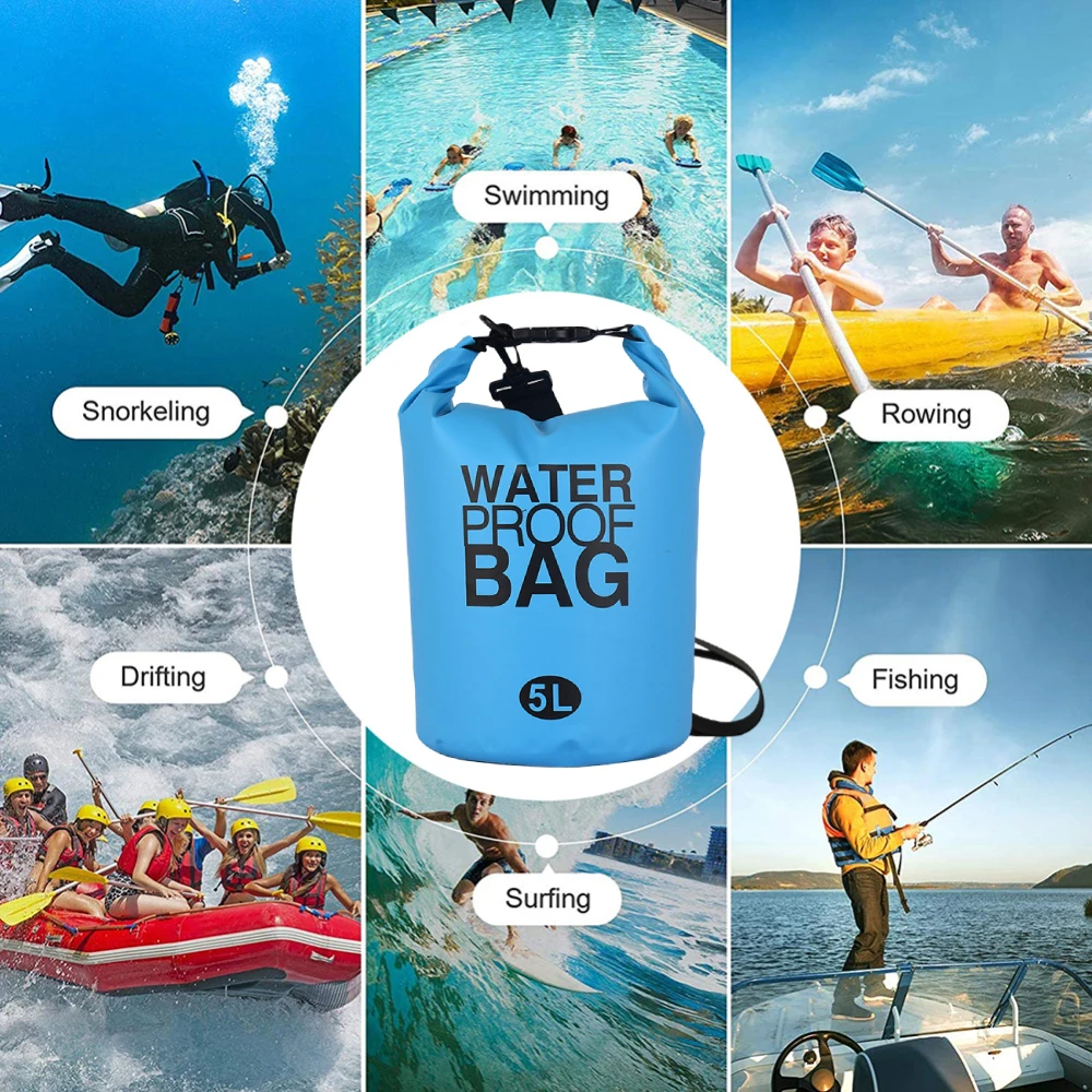 ZHIXING 5L Waterproof Dry Bag PVC Waterproof Backpack for Outdoor Sports Blue Water Sport Dry Bag Sports Storage Bag Lightweight