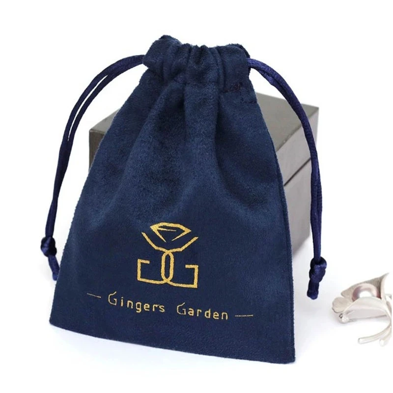 Navy Flannel Gift Bags 5x7cm 8x10cm 9x12cm 11x14cm Eyelashes Hair Makeup Sack Jewelry Blue Drawstring Pouches
