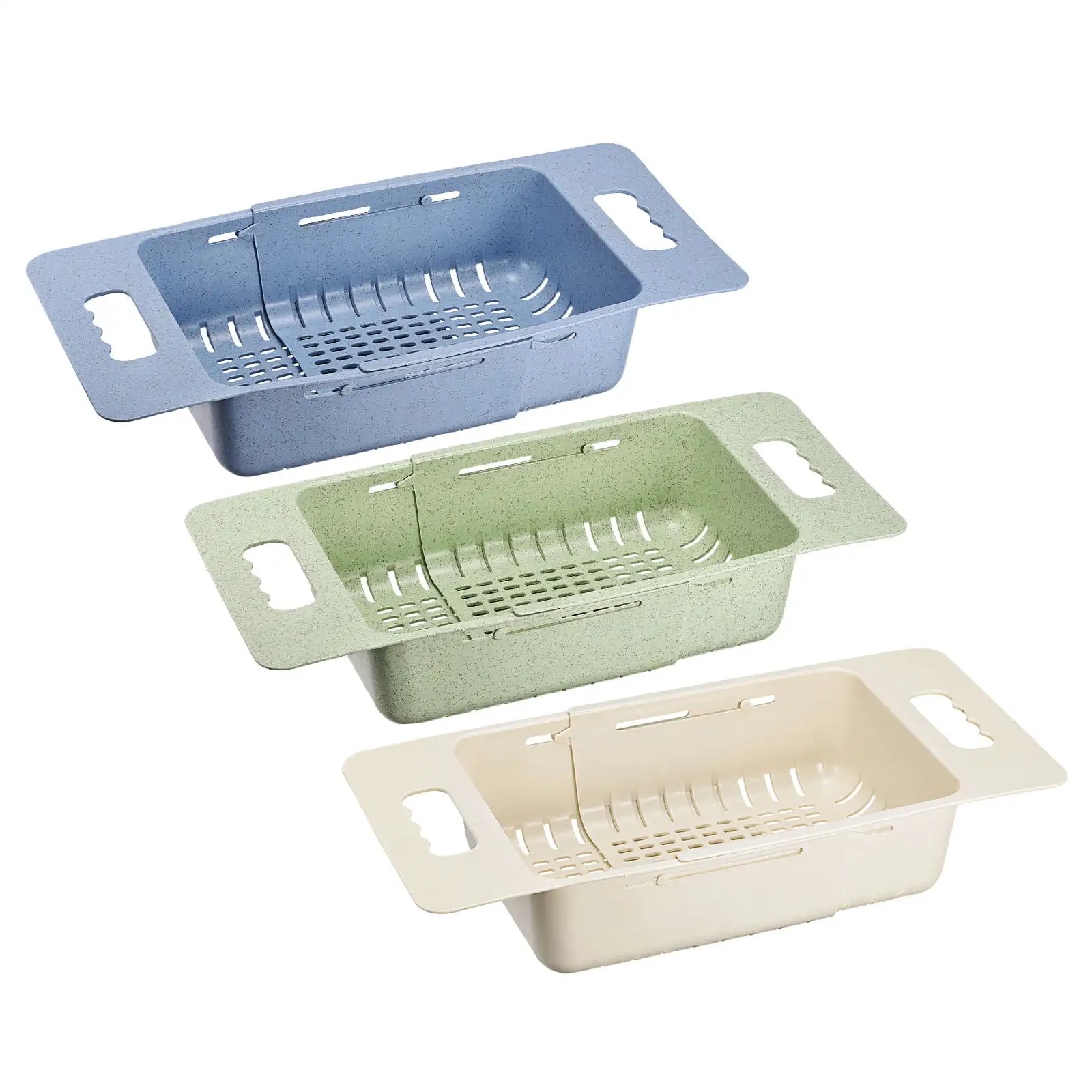 

Plastic Extendable Over the Sink Colanders Fruit Wash Baskets 3 Pc