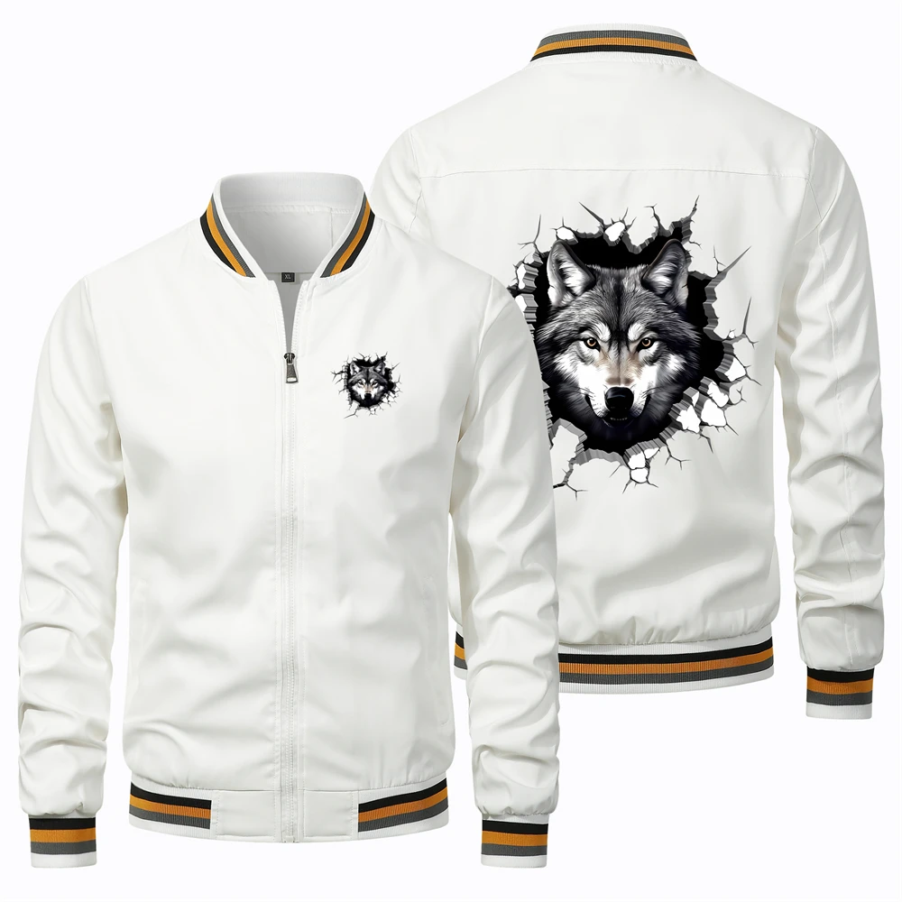 Куртка-пилот Мужская с принтом волка свободная модная ветрозащитная уличная