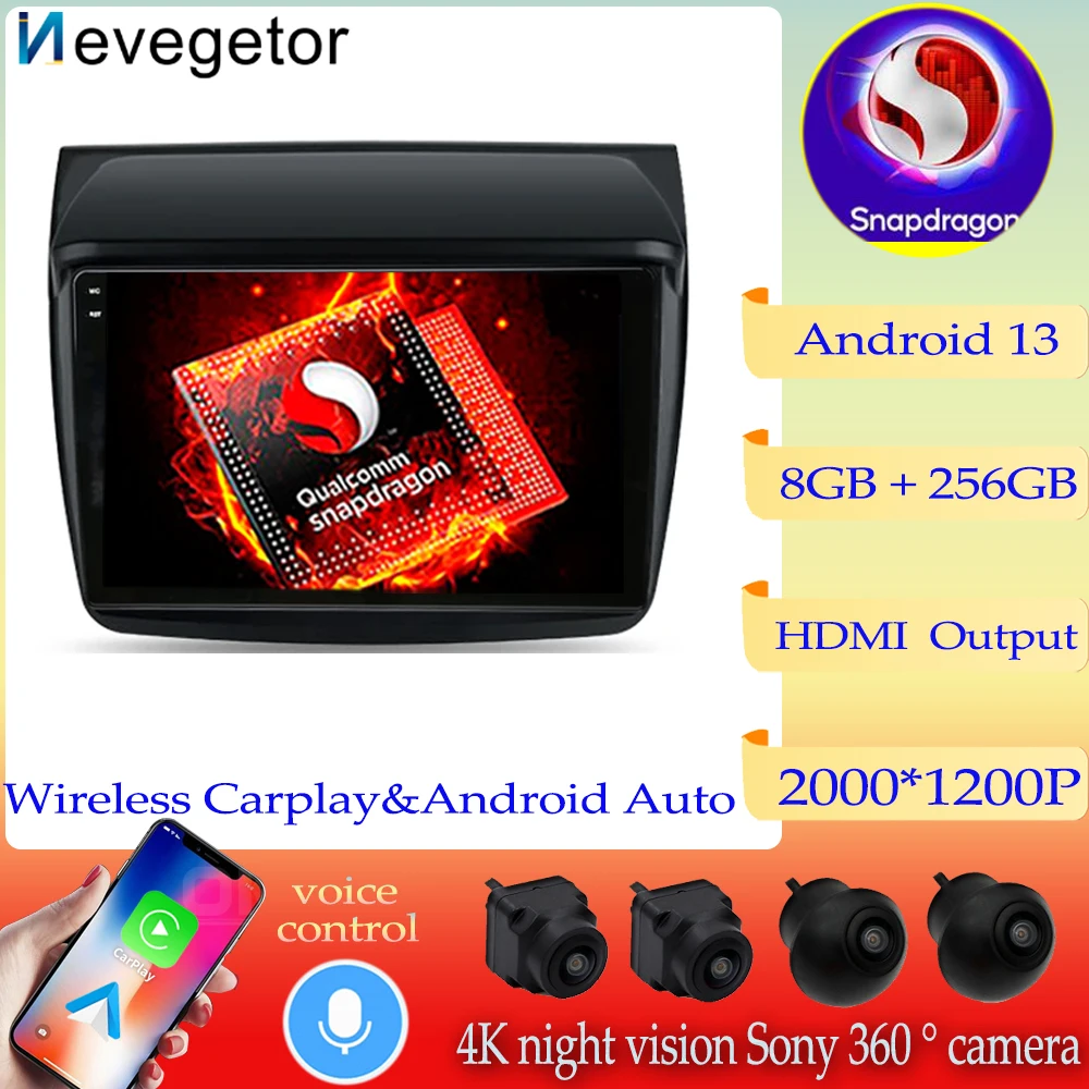 Андроид 13 Кваликом Снапдрагон для Митсубиси Паджеро Спорт 2 Л200 Тритон 2008-2016 Автомобильный радио мультимедийный плеер GPS-навигация.