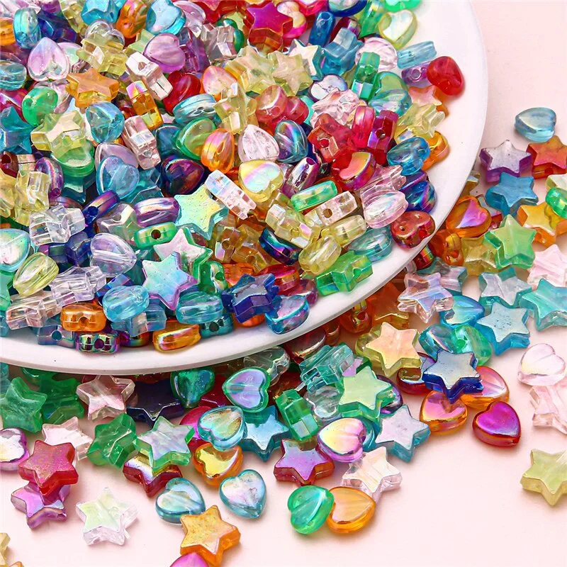 100/200 шт. акриловые бусины в форме сердца