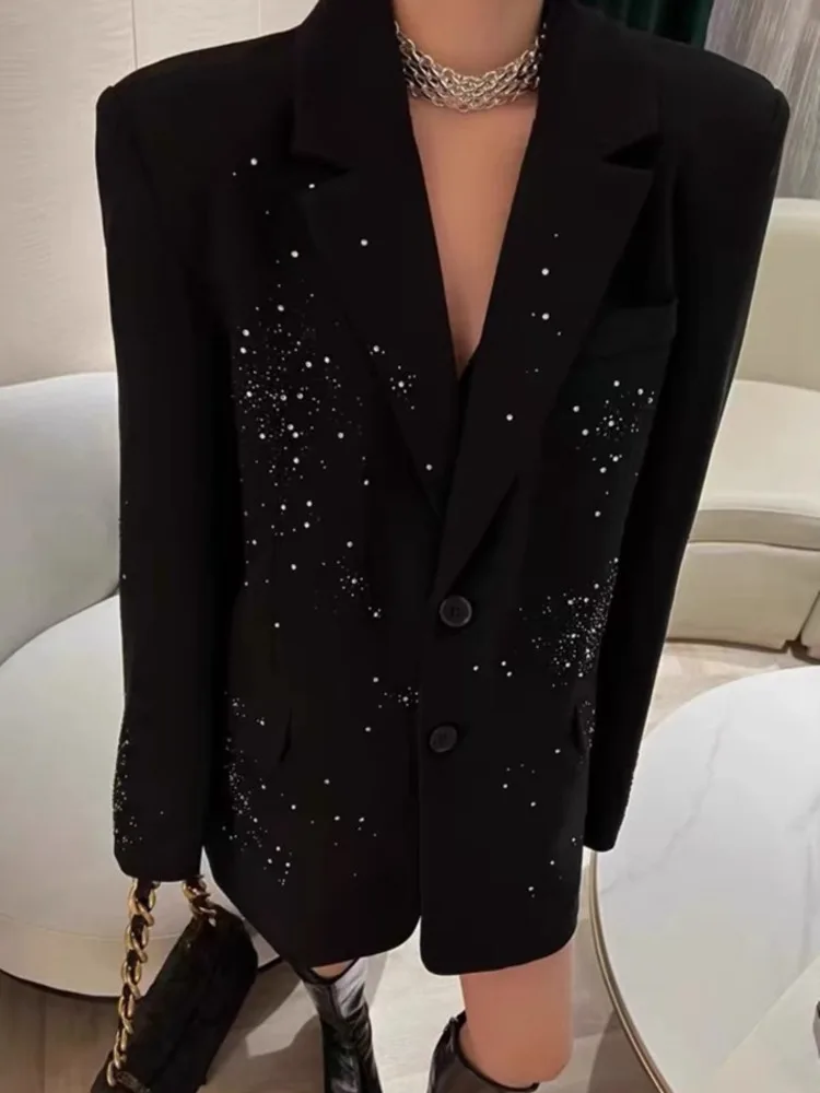 Женский однобортный Блейзер ZMEENNA в стиле пэчворк с бриллиантами модный дизайн