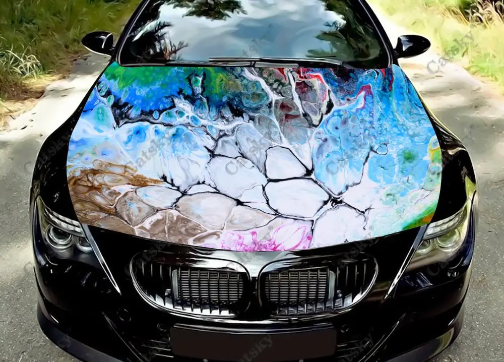 Абстрактная Асимметричная наклейка на капот автомобиля самоклеящиеся