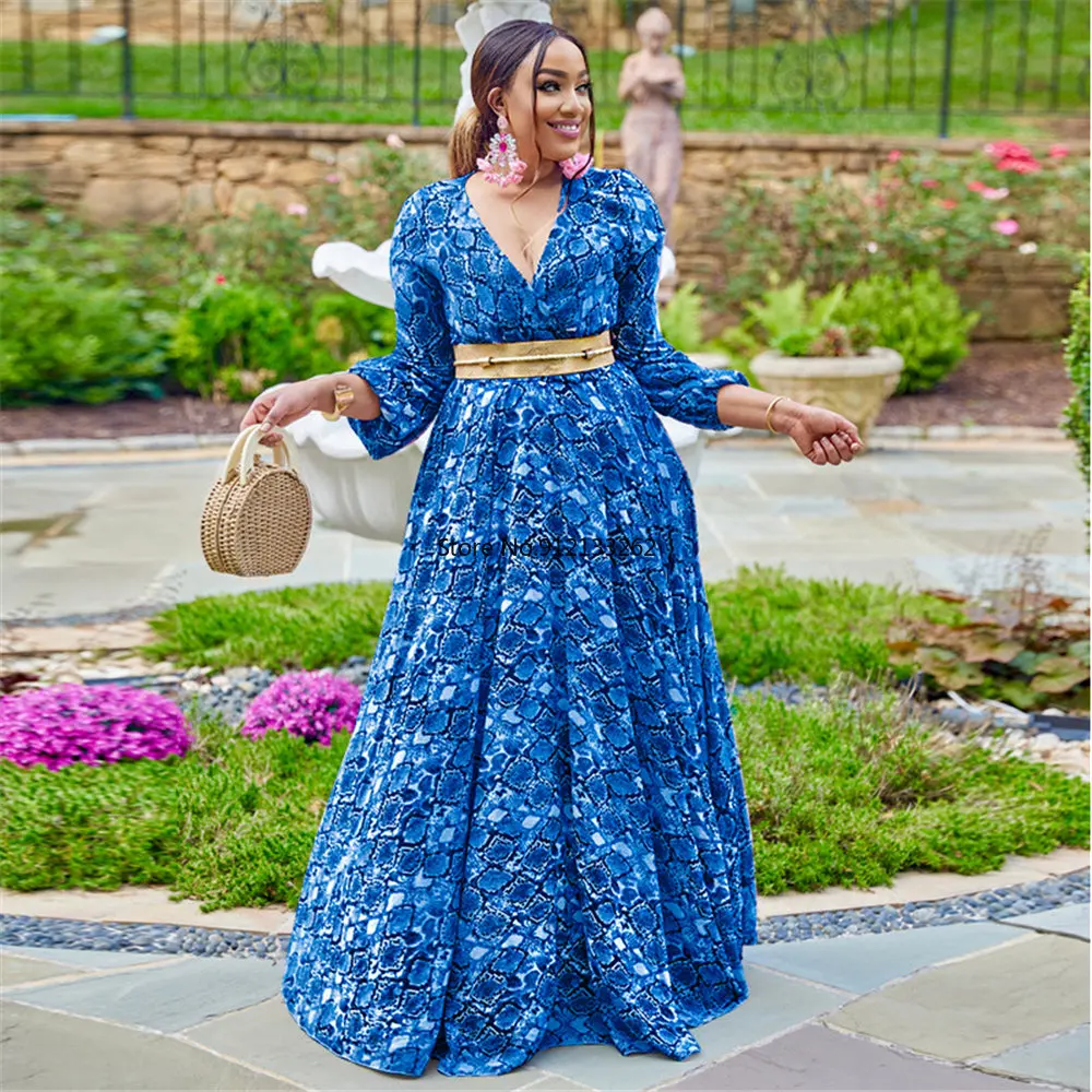 

Dashiki Print Boho Dresses African Women 4XL 5XL Plus Size Maxi Robe Long Sleeve Elegant Dress 2022 Autumn Ankara Outfits