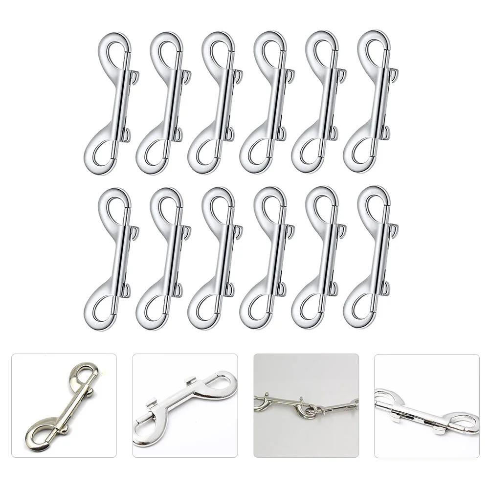 

12PCS Sturdy Metal Snap Hooks Black Trigger Clips Metal Double Headed Hooks