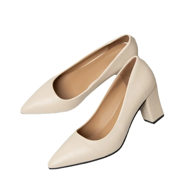 

Новые туфли-лодочки на высоком каблуке с острым носком, женская обувь для офиса на квадратном каблуке, женское платье, удобная Свадебная обувь