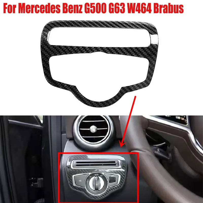 For Mercedes Benz G Class G500 2019 2020 G63 W464 Real Carbon Fiber Interior Parts Headlight Switch Button Frame Cover Sticker
