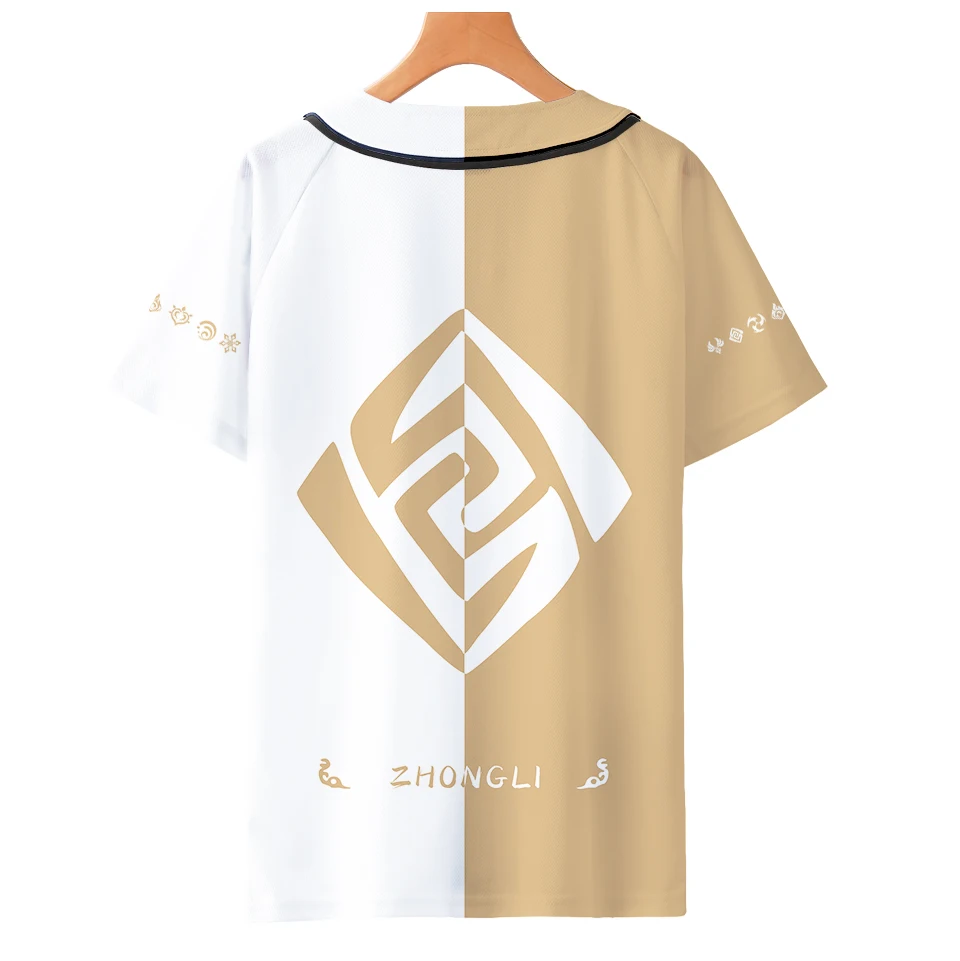 

Zhongli крутая летняя футболка для игры Genshin Impact, 3d Бейсбольная Футболка, модная мягкая Повседневная футболка с длинным рукавом для женщин/мужч...