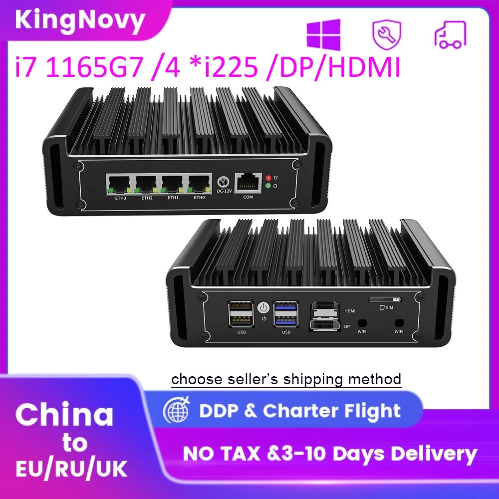 

Мини-роутер 11 поколения Intel без вентилятора i7 1165G7 Pentium 7505 4 Intel i225 2,5G LAN 2xDDR4 NVMe pfSense брандмауэр ПК Celeron N5105