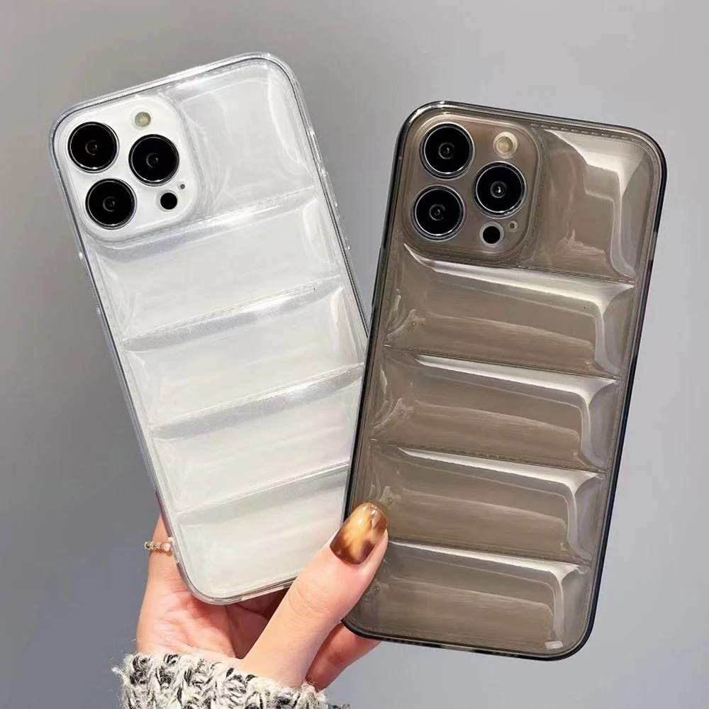 

Puffer Case for iPhone 13 Pro Case iphone 11 Pro Max 12 XS X XR 7 8 Plus Silicone Funda Transparent Down Jacket Protective Cover