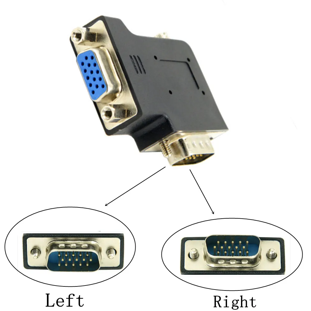 

Плоский левый/правый угловой 90 градусов 15 Pin VGA SVGA конвертер «Папа-мама» угловой адаптер