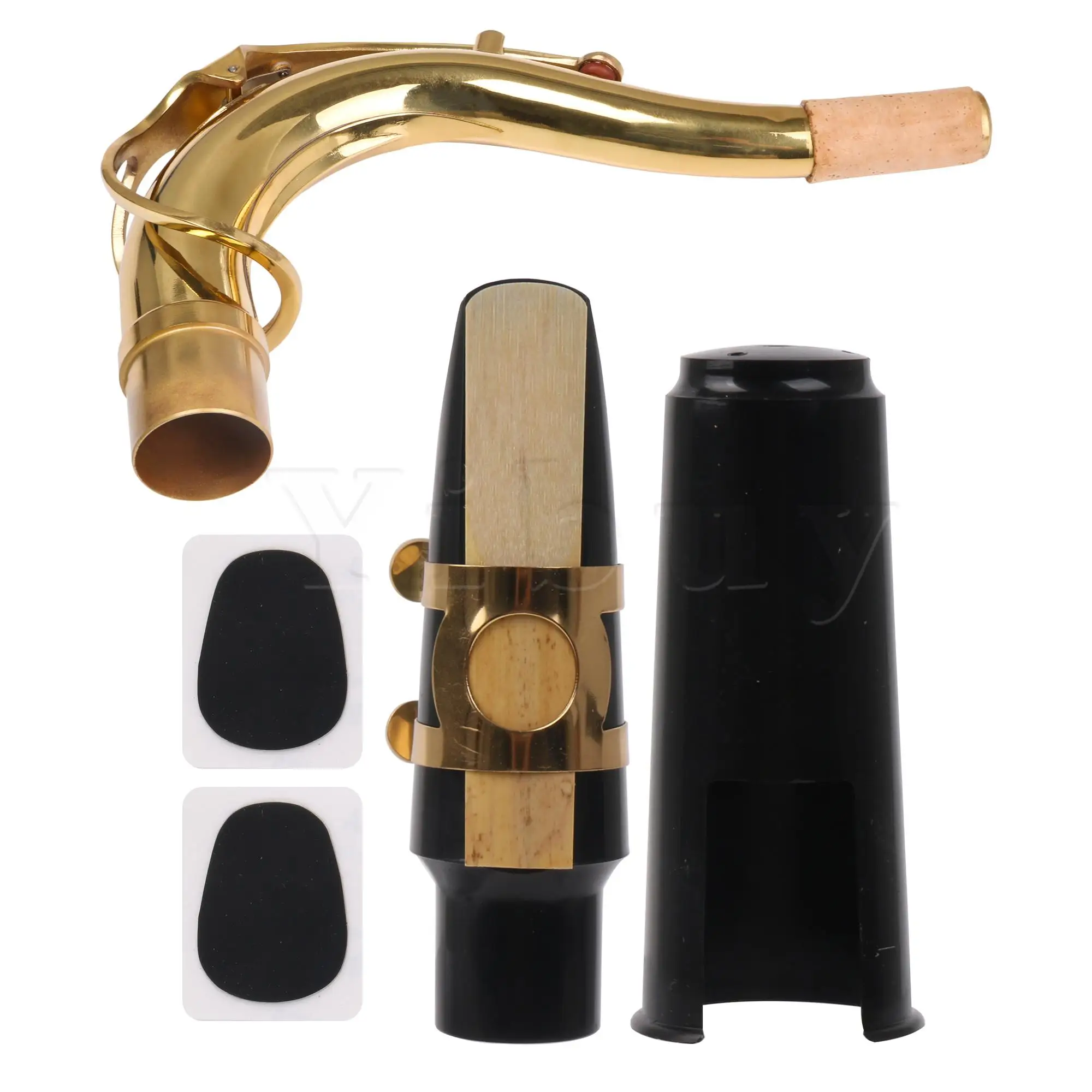 

Yibuy 6Pcs Tenor Sax Bend Neck Mouthpiece Ligature Reed Cushion Cap Instrument