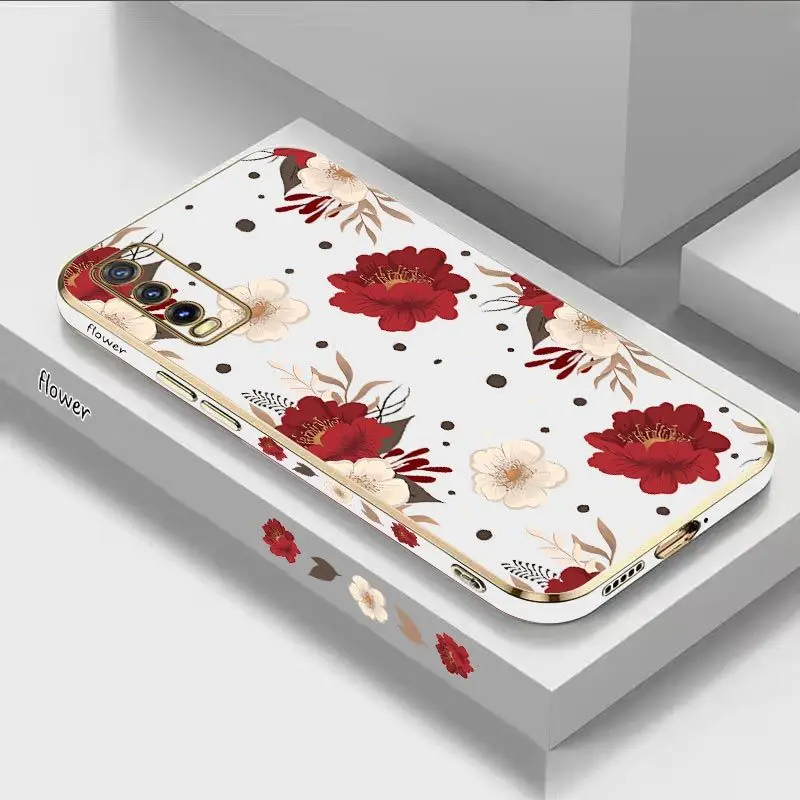 

Art Fuso Flower Luxury Plating Phone Case For VIVO Y20 Y20i Y20S Y30 Y33T Y35 Y76 Y22 Y12S Y15 Y21 V23 V23E V21 Cover