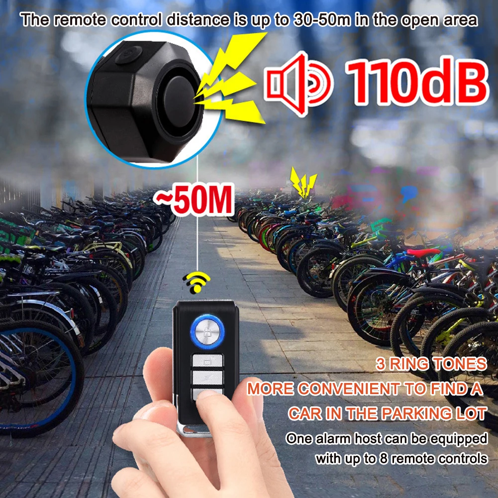 

Сигнализация велосипедная Беспроводная с USB-зарядкой и датчиком движения