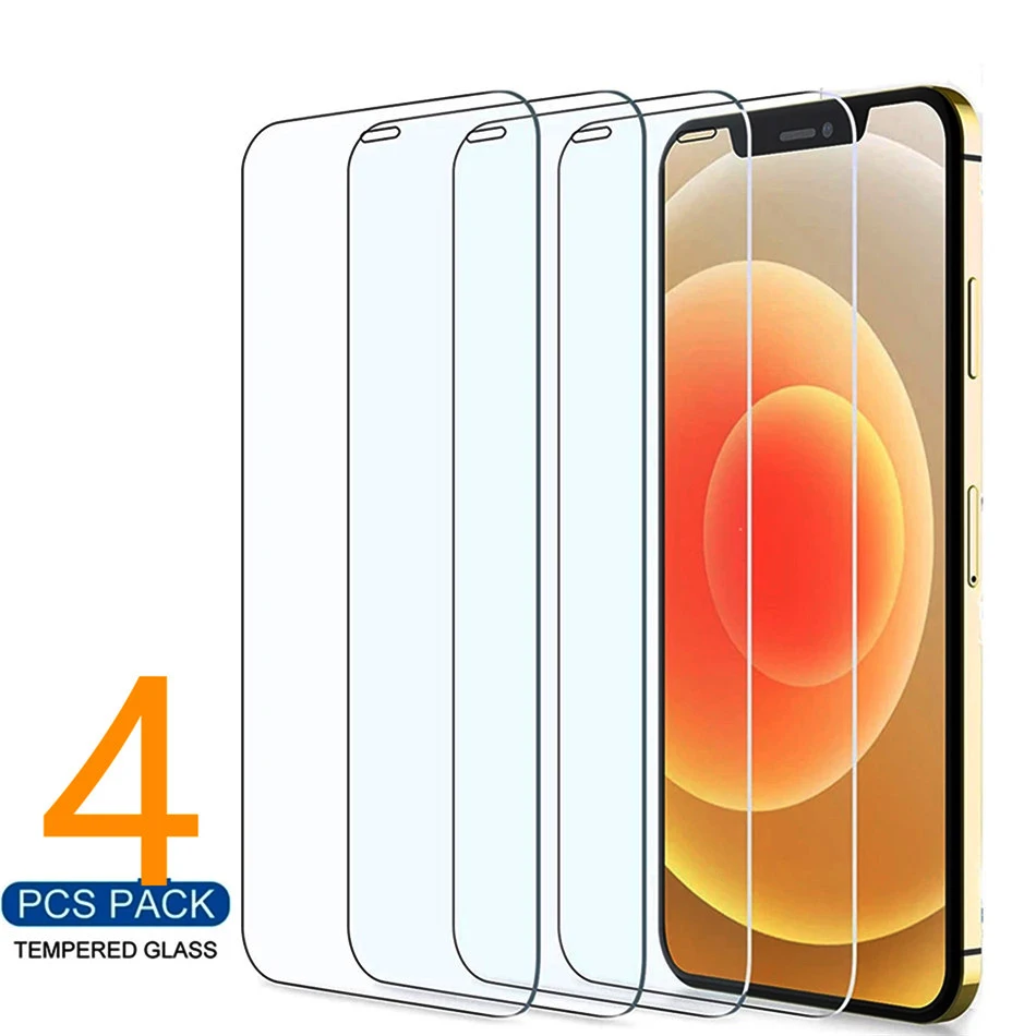 

4PCS Screen Protectors Tempered Glass For Iphone 12 13 Mini I Phone 11 Pro XS Max XR X Armor Protection Film Guard Cover