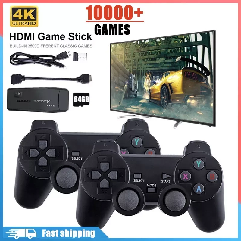 

M8 Video Game Console Game Stick 4K 10000 Games 64GB 32GB Retro Games 2.4G Double Wireless Controller for PS1 GBA Boy Xmas Gift