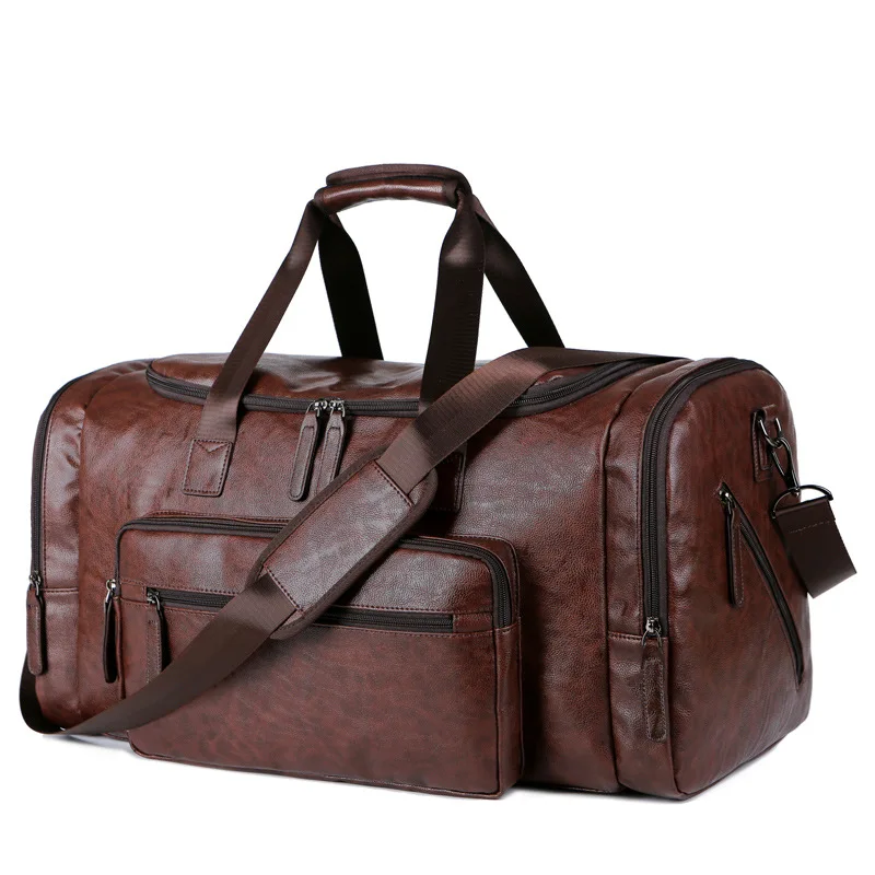 Oversized European Men's Pu Leather Travelling Bag With Single Shoulder And Diagonal Luggage Bag Ha044