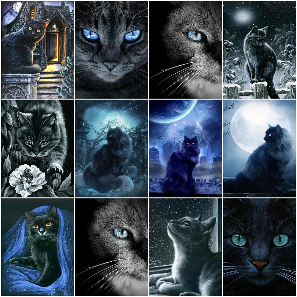 

Алмазная живопись HUACAN «сделай сам» с кошкой, фантастическая вышивка, картина, мозаика с животными, вышивка крестиком, украшение для дома