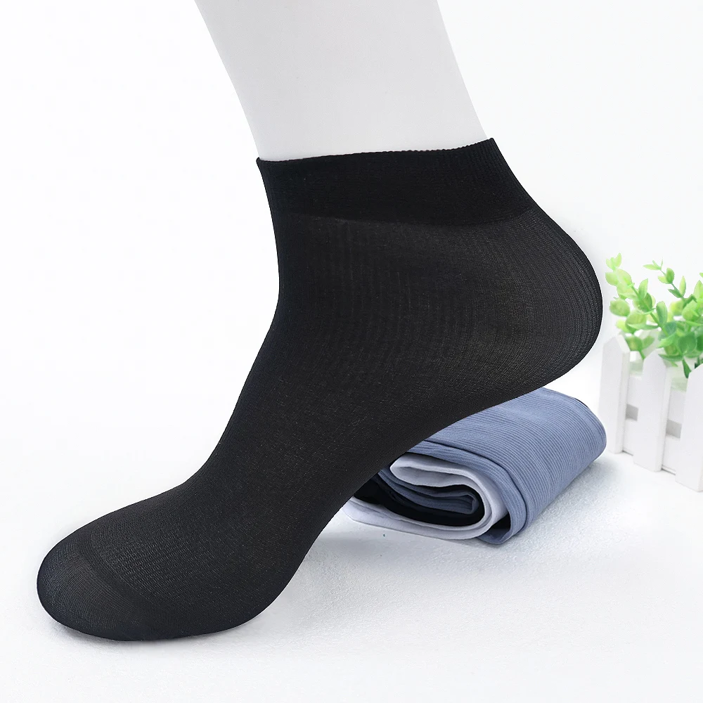 20Pcs Bamboo Fiber Socks Men Summer Breathable Silk Socks Sports Ultra-thin Long Socks Business Casual Solid Ankle Sox Meias
