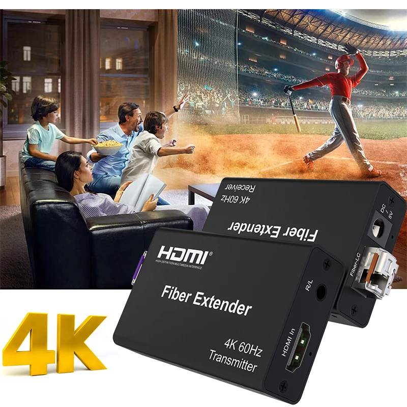 Фото 4K 60 Гц HDMI оптоволоконный удлинитель через оптоволоконный кабель LC 20 км HDMI 2.0 оптоволоконный трансивер видеоудлинитель с аудио HDCP2.2 HDR10 №5