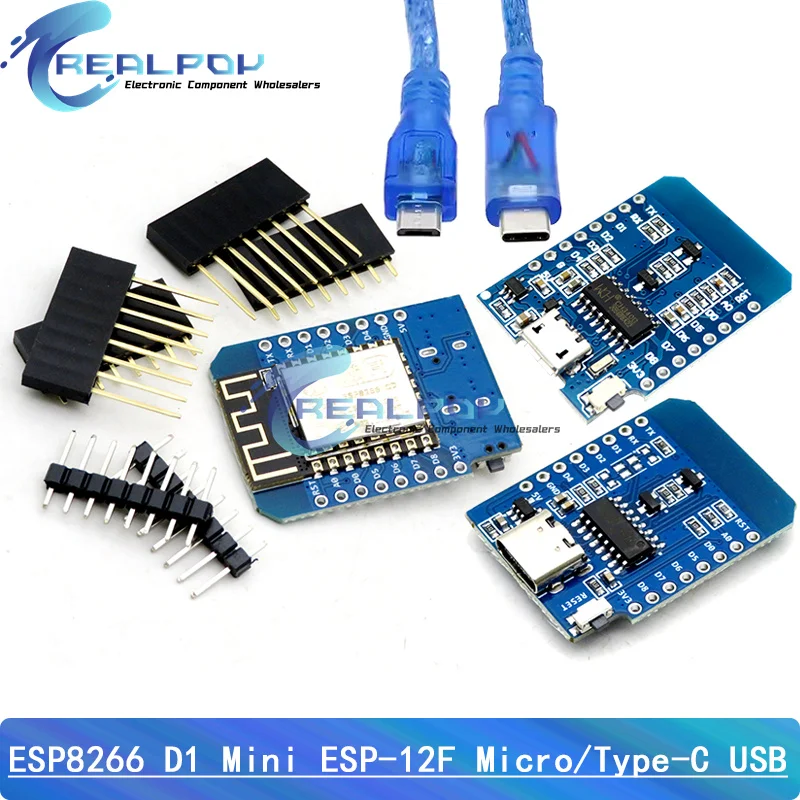ESP8266 ESP-12 WeMos D1 Mini Module Wemos WiFi макетная плата Micro/Type-C USB 3 V на основе Φ 11 с контактами