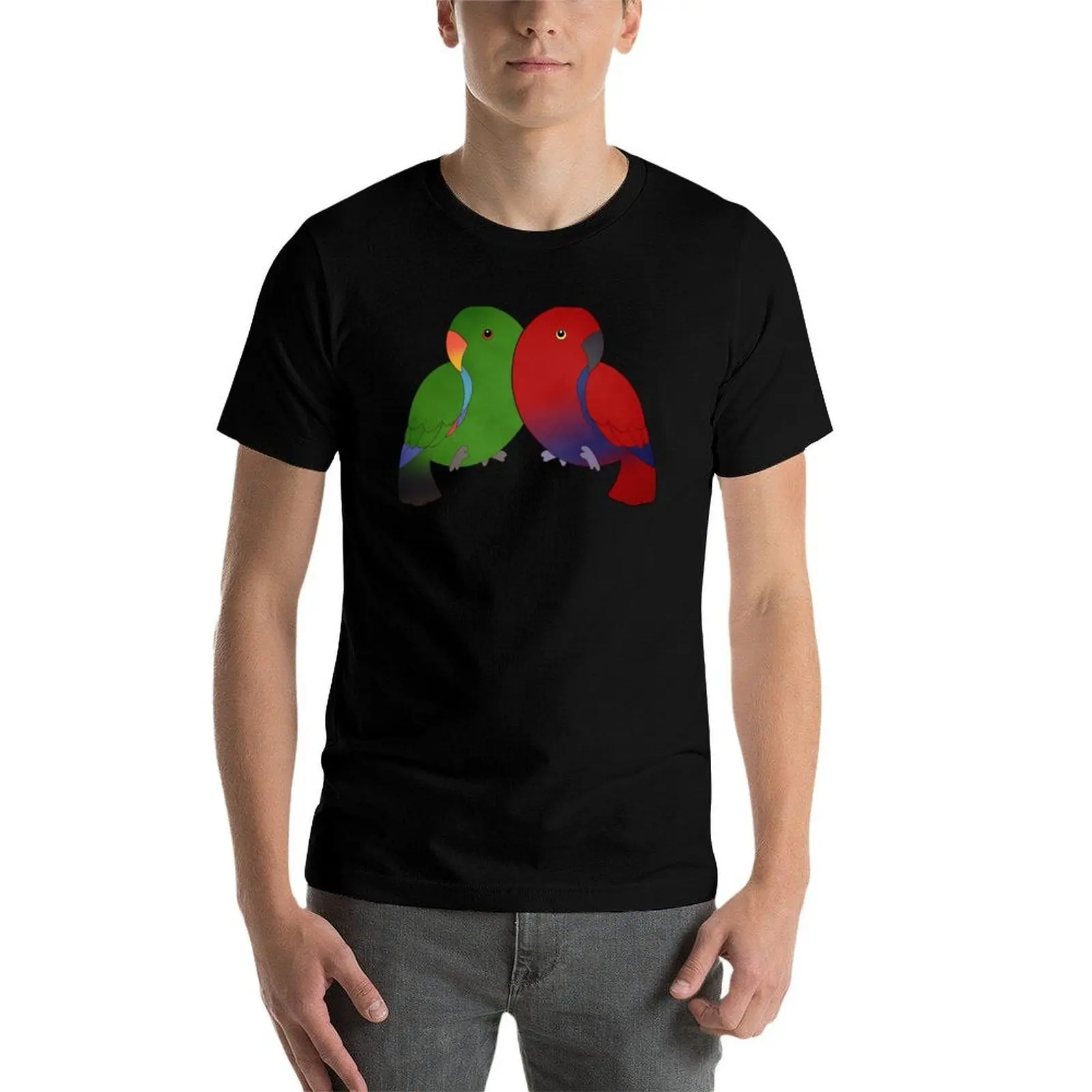 Фото Футболка Eclectus Parrots в городском стиле, повседневный топ с короткими рукавами №4