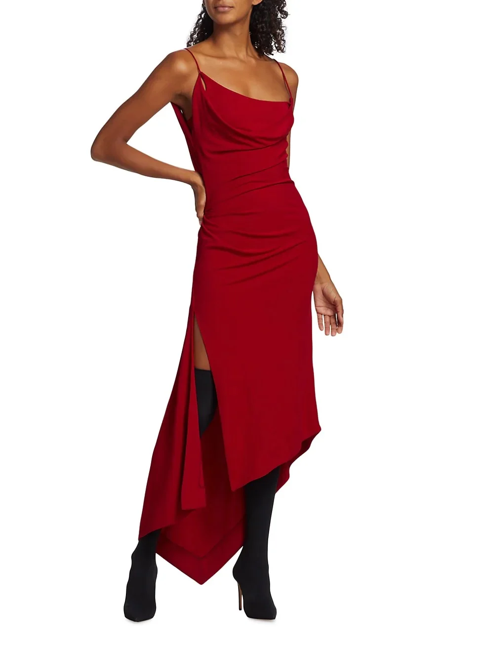 Women's Mid Calf Dress Solid Color Slim Backless Sleeveless Asymmetrical Hem Camisole Robe Sexy