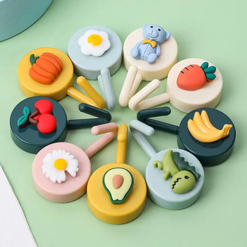 

Cute Animal Wall Hook Hanging Plastic Self Adhesive Wall Hanger Cartoon Key Holder Fruits Shape Hook Home Accessories