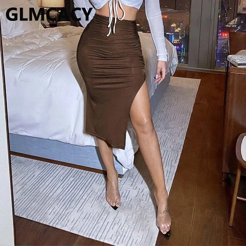 

Women High Waist Casual Slit Skirt Chic Elegant Party Bottoms Skirts